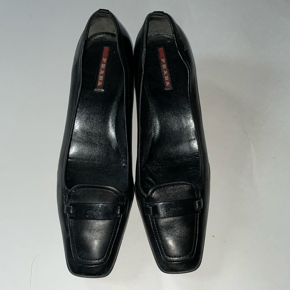 Prada Sport Black Leather Loafer Pumps Size 40 - Picture 2 of 14